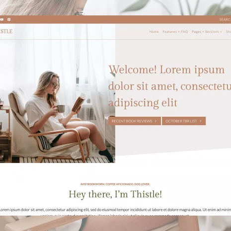 Image showing the home page of Thistle, a WordPress theme for bloggers by Gadabout Studio